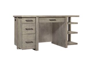 60" Gray Desk with Open Shelves