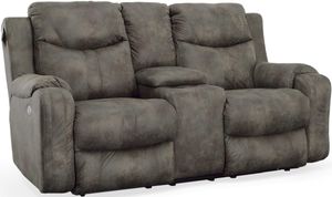 Southern Motion™ Marvel Montaquila Smoke Power Reclining Loveseat with Console