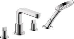 Hansgrohe Metris S Chrome 5.02 GPM 4-Hole Roman Tub Set Trim with Full Handles and 1.75 GPM Handshower
