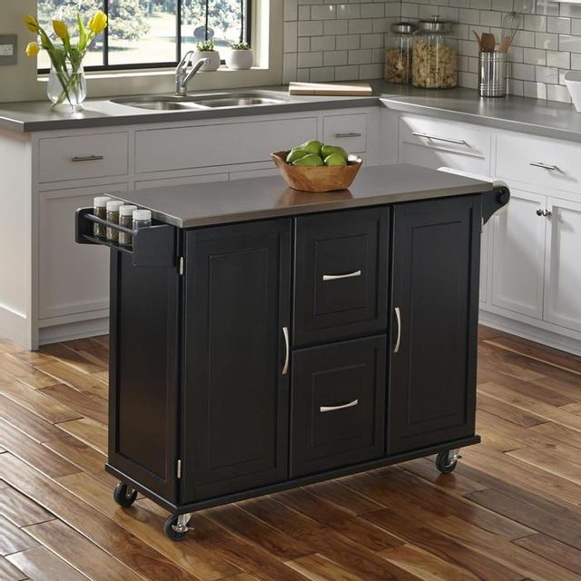 homestyles® Blanche Black/Stainless Steel Kitchen Cart-2