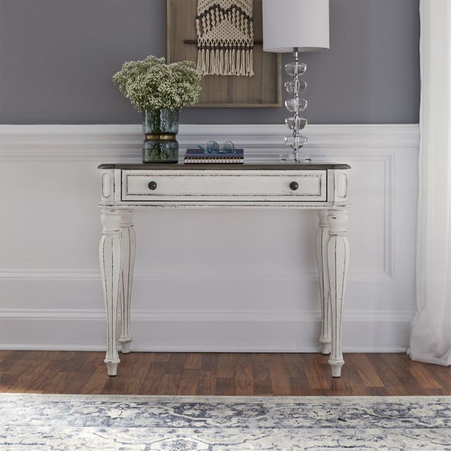 Liberty Furniture Magnolia Manor Antique White/Weathered Bark Accent Vanity Desk 7