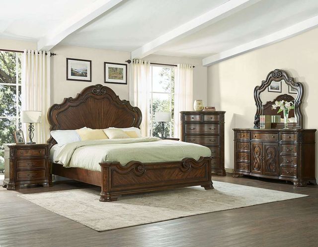 Steve Silver Co. Royale 4-Piece Brown Cherry King Bedroom Set ...