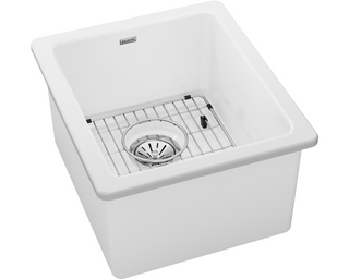 Elkay® Fireclay White 16.44" x 18.94" x 9.06" Single Bowl Undermount Bar Sink Kit