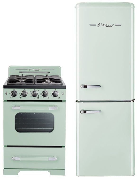 Unique® Appliances Classic Retro 7.0 Cu. Ft. Summer Mint Green Counter Depth Freestanding Bottom Freezer Refrigerator 9