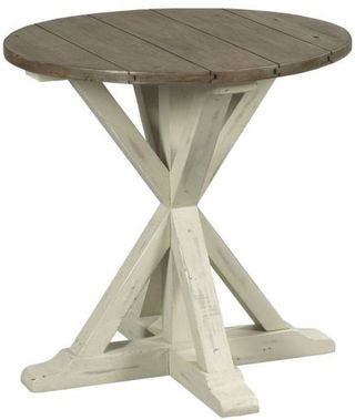 Hammary® Reclamation Place Brown and White Trestle Round End Table