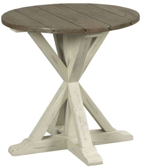Hammary® Reclamation Place Sundried Natural Trestle Round End Table-0