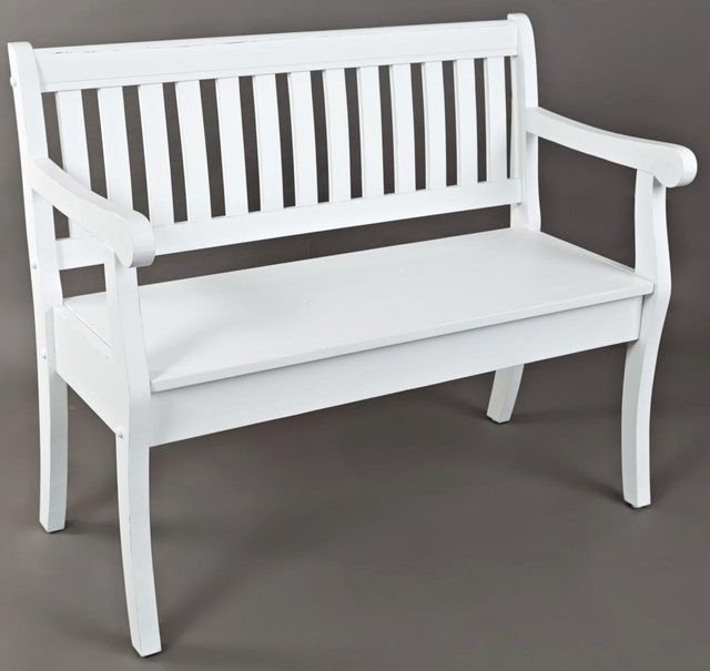 Jofran Inc. Artisan's Craft Weathered White Storage Bench-0