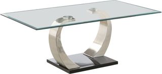 Coaster® Willemse Clear And Satin Glass Top Coffee Table 