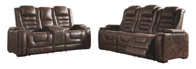 Signature Design by Ashley® Game Zone Bark Power Reclining Sofa with Adjustable Headrest-2