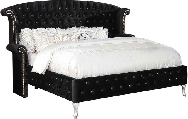 Coaster® Denna 4 Piece Black Eastern King Upholstered Bedroom Set 1