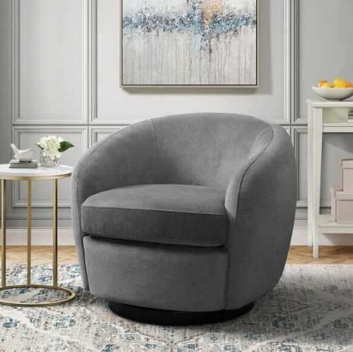 Elements International Chanel Bristo Grey Swivel Chair | Bob Mills ...