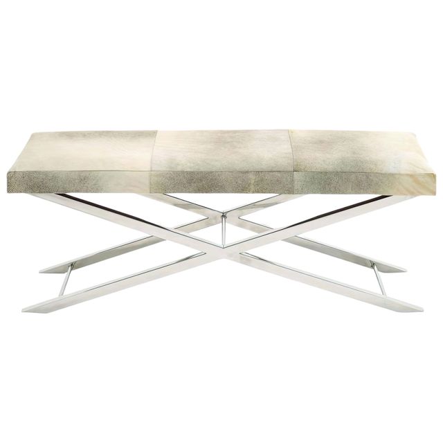 Uma Beige Faux Leather Contemporary Bench-1