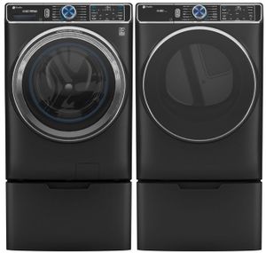 GE Profile 950 Series Carbon Graphite Front Load Washer & Electric Dryer Package w/ Pedestals