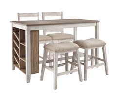 Signature Design by Ashley® Skempton 5-Piece White/Light Brown Counter Height Table Set
