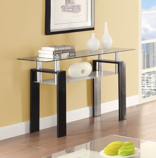 Coaster® Black Tempered Glass Sofa Table With Shelf  1