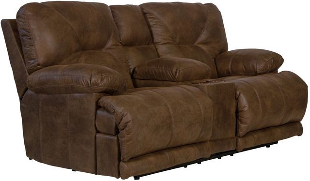 Catnapper® Voyager Elk Reclining Lay Flat Console Loveseat with Storage and Cupholders