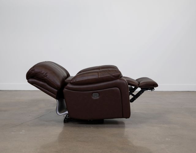 Man Wah Brown Leather Power Recliner-2