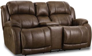 HomeStretch 177 Group Brown Reclining Console Loveseat