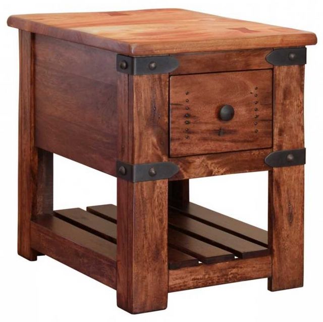 International Furniture Direct Parota Brown Chair Side Table-0