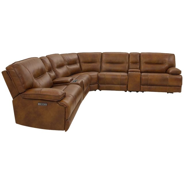 Cheers Lawson 7-Piece Leather Sectional w/ Power Head & Foot Rest-1