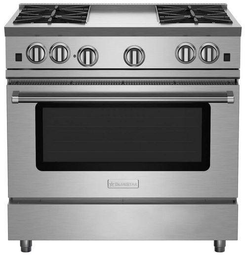 BlueStar® RNB Series 36" Stainless Steel Pro Style Liquid Propane Gas Range with Griddle