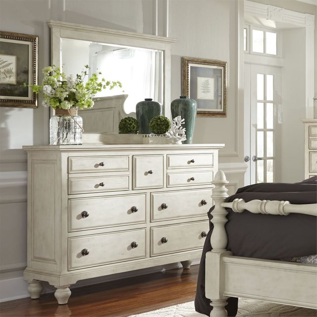 Liberty Furniture High Country Antique White Dresser & Mirror 2