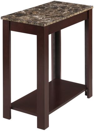 Crown Mark Devon Brown Chairside Table with Faux Marble Top