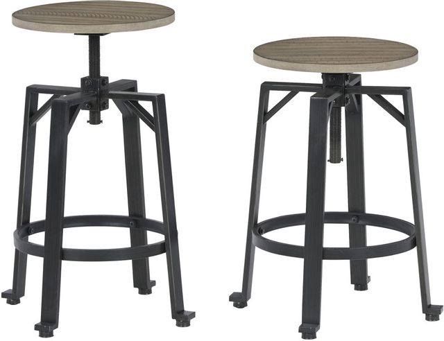 Signature Design by Ashley® Lesterton Light Brown/Black Swivel Counter Height Stool - Set of 2-1
