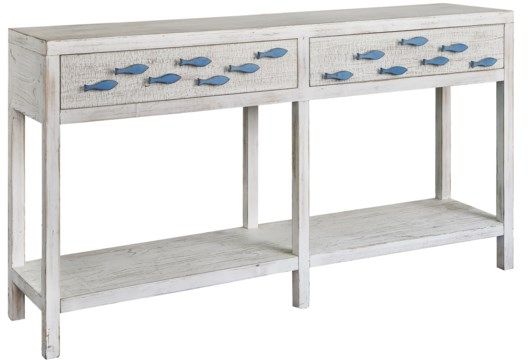 Crestview Collection Swimming Upstream Antique White Console-0