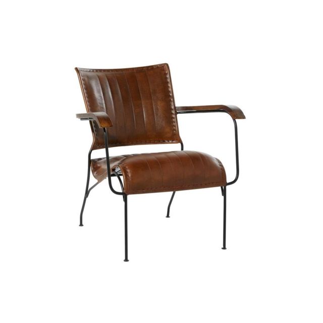 Uma Home Metal and Leather Arm Chair-0