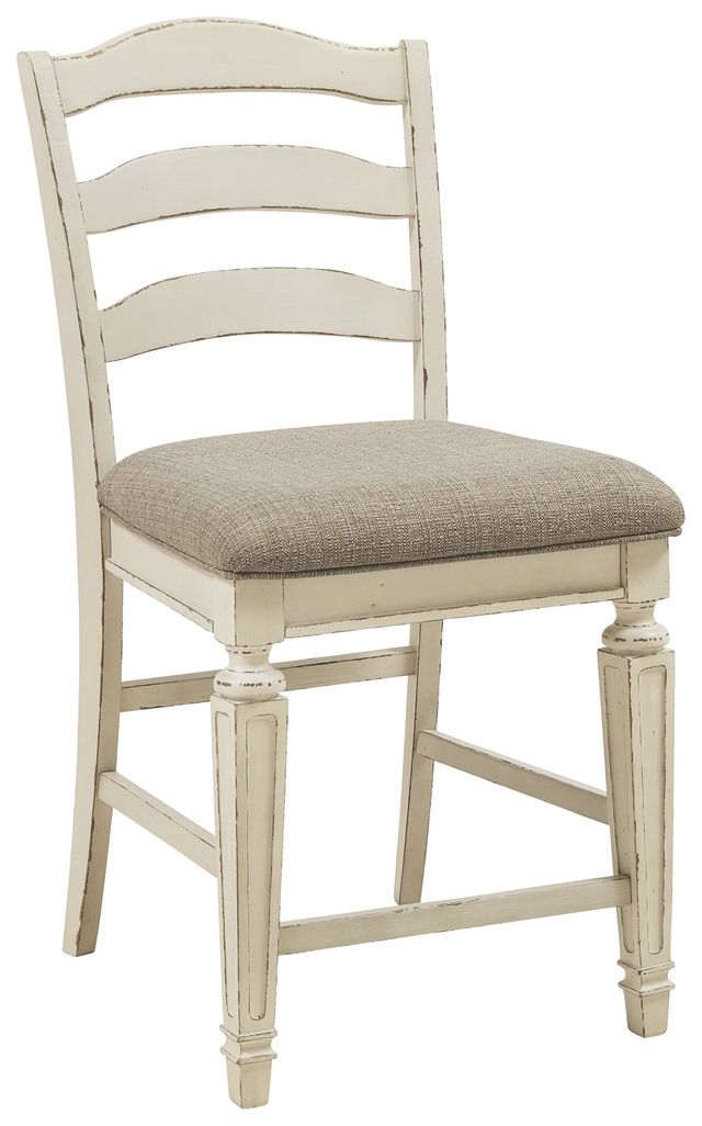 Signature Design by Ashley® Realyn Chipped White Upholstered Counter Height Stool 0