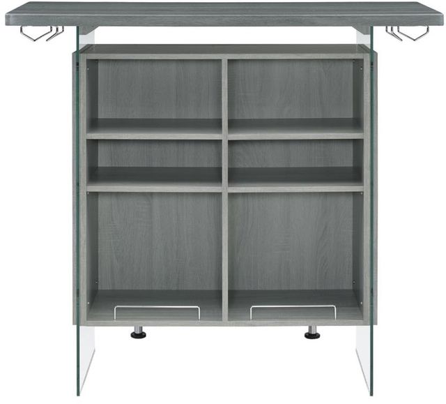 Coaster® Weathered Grey Bar Unit with Footrest and Glass Side Panels 3