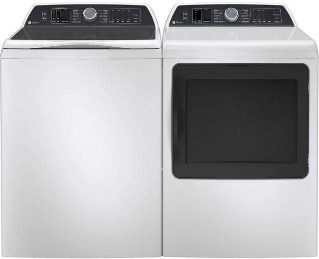 PTW705BSTWS | PTD70EBSTWS - GE Profile Top Load Laundry Pair with a 5.3 Cu Ft Washer with Agitator and a 7.4 Cu Ft Dryer