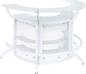 Coaster® Dallas Set Of 3  White/Frosted Glass 2-Shelf Curved Home Bar