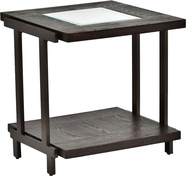 Steve Silver Co. Terrell Smoky Brown End Table with Glass Top Insert-0