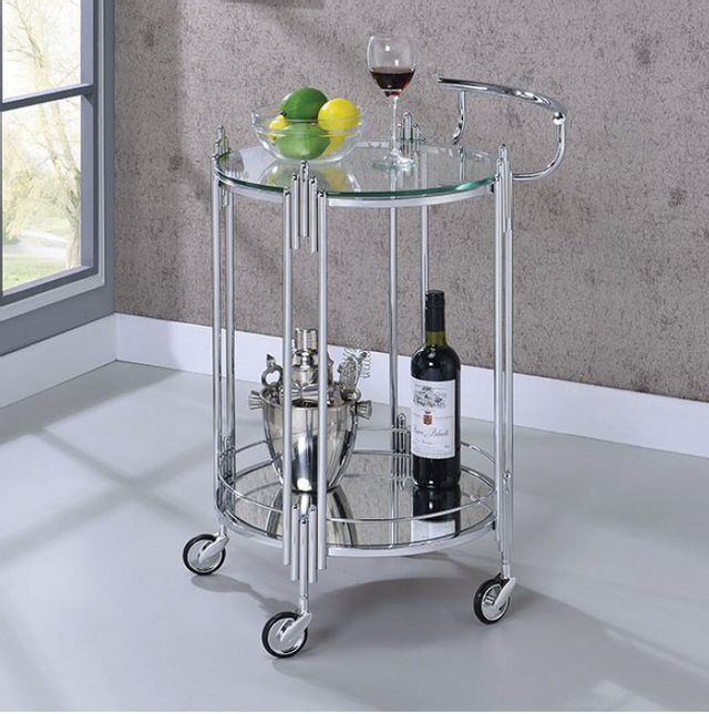 Furniture of America® Ebbe Chrome Serving Cart | Bob Mills Furniture