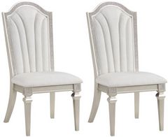 Coaster® Evangeline 2-Piece Ivory/Silver Dining Side Chair Set