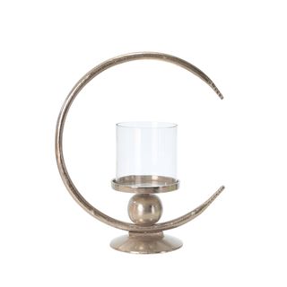 Sagebrook Home Silver Ring Candle Holder with Glass