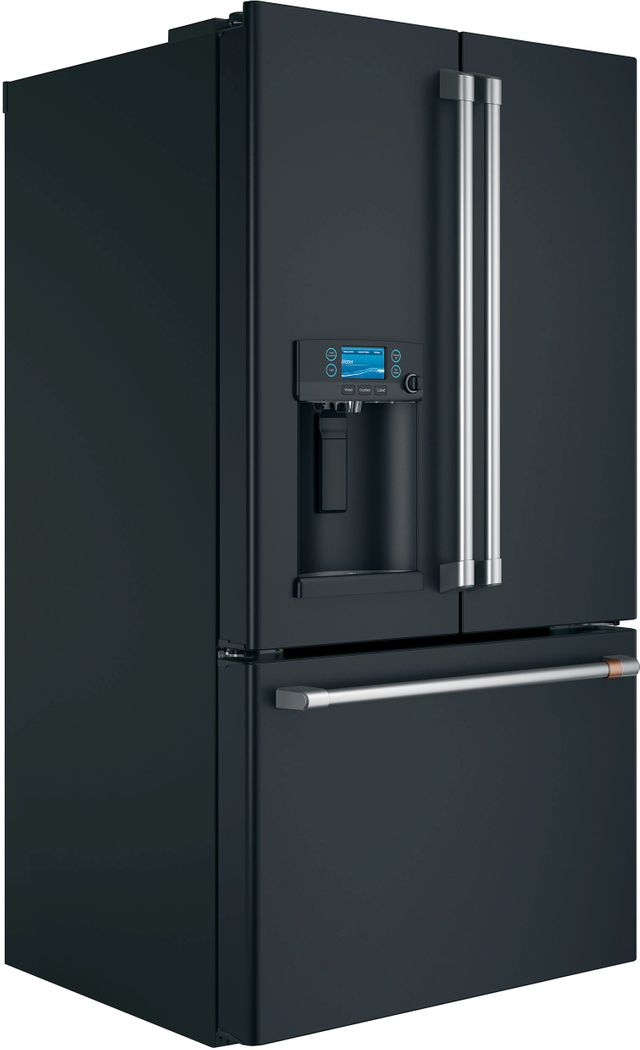 Cafe 4pc Matte Black Smart Appliance Package - 27.8 cu.ft. French Door Fridge and Convection Gas Slide-In Range with Air Fry-2