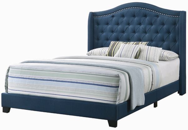 Coaster® Sonoma Navy Blue Camel Back Queen Bed 0