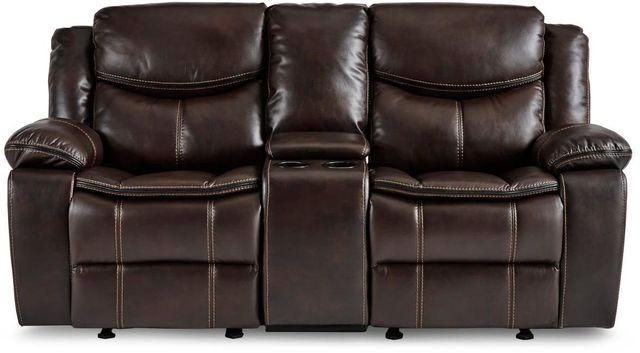 Homelegance® Bastrop Brown Double Reclining Glider Loveseat with Center Console