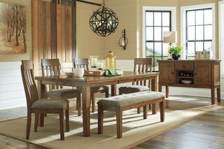 Benchcraft® Flaybern Brown Rectangular Dining Room Butterfly Extension 6 Piece Table Set