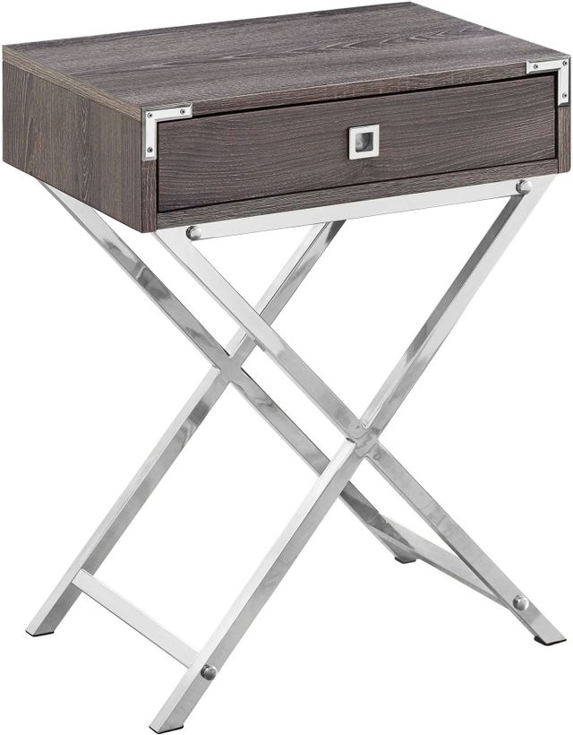Monarch Specialties Inc. Dark Taupe 24" Chrome Metal Accent Table 1