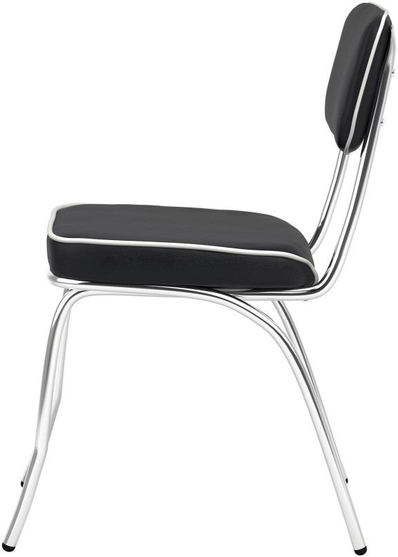 Coaster® Set of 2 Retro Black And Chrome Open Back Side Chairs-3