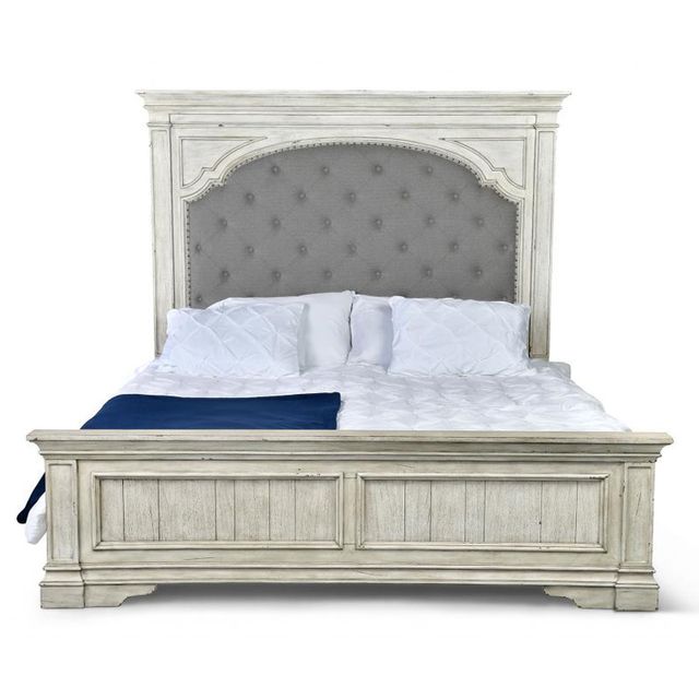 Steve Silver Co. Highland Park Cathedral White King Bed, Dresser, Mirror & Nightstand-2