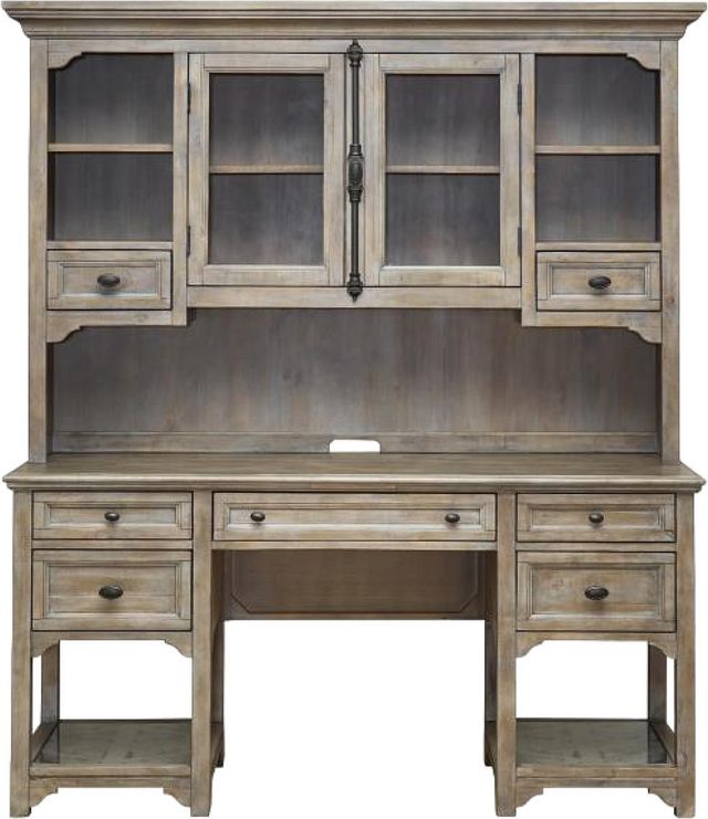 Magnussen Home® Tinley Park Dovetail Grey Desk with Hutch-1