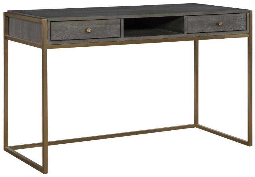 gray and gold writing desk