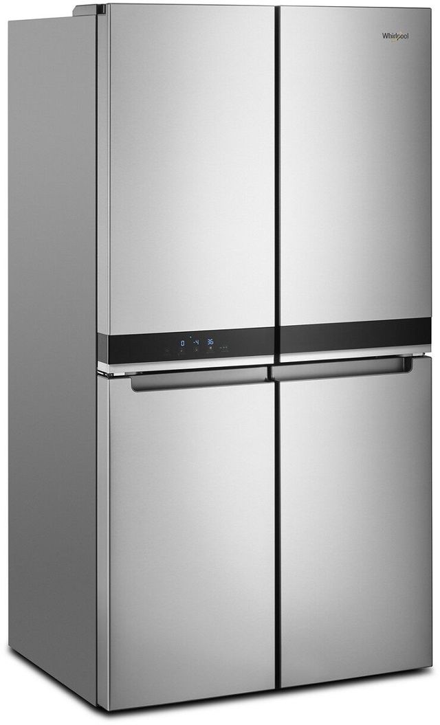 Whirlpool 4pc Appliance Package - 19.4 Cu. Ft. Counter-Depth Side-by-Side Quad Door Fridge and Convection Electric Range with Air Fry-3