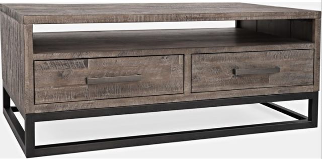 Jofran Inc. East Hampton Distressed Grey Cocktail Table with Black Base-0