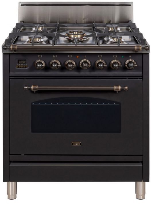 Ilve® Nostalgie Series 30" Matte Graphite Free Standing Natural Gas Range Atherton Appliance & Kitchens | City, CA